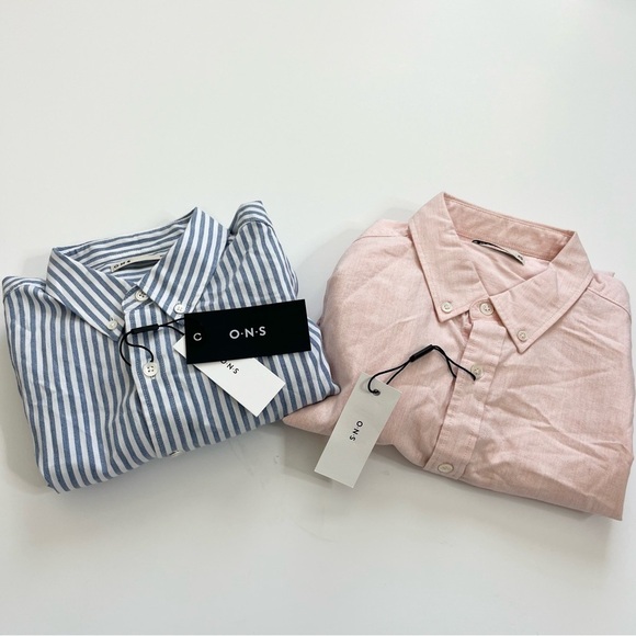 O.N.S. ONS Fulton Oxford Button Up Long Sleeve Shirts Size XS Lot of 2 New - Picture 1 of 9